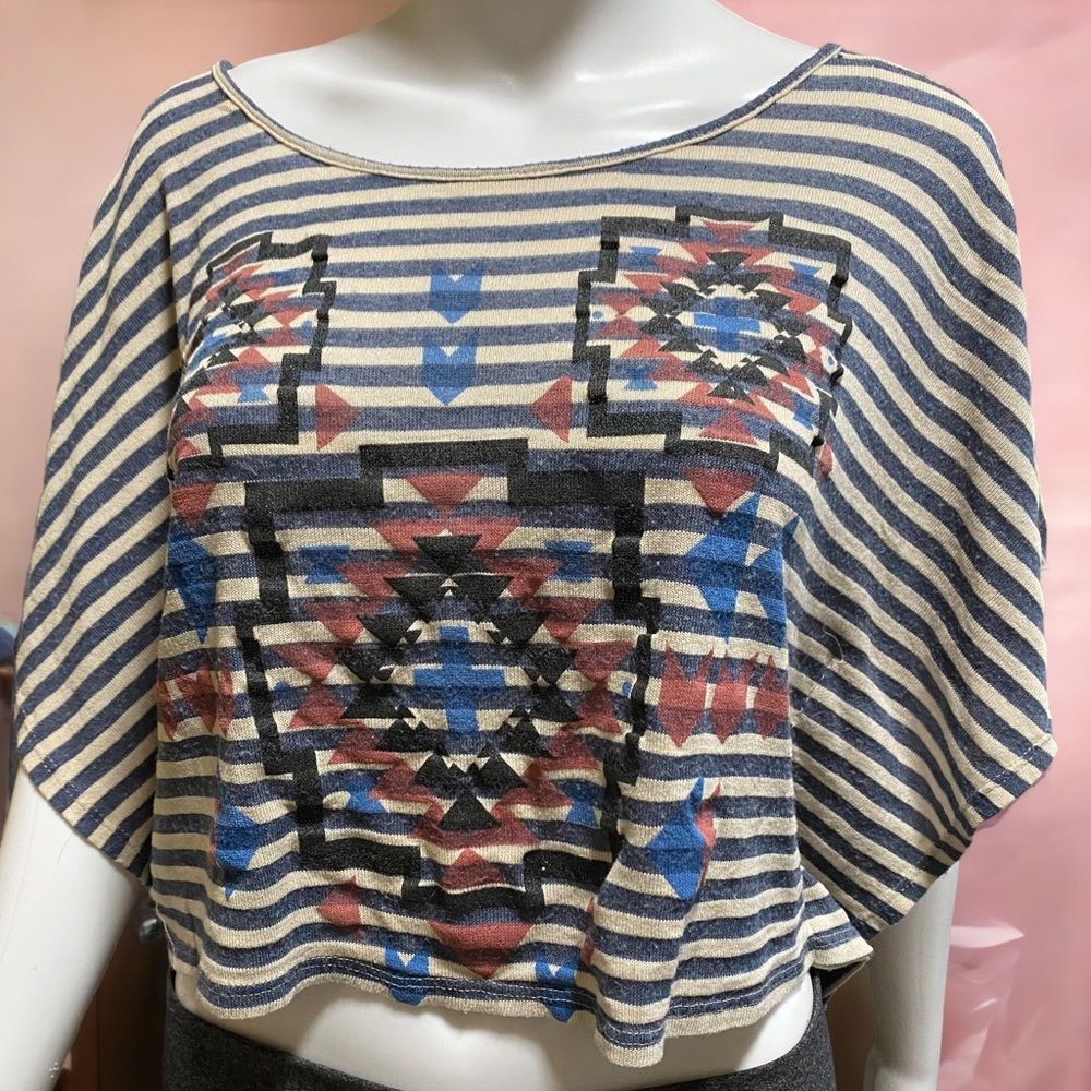 Boho Crop Top with Wing Sleeves Small